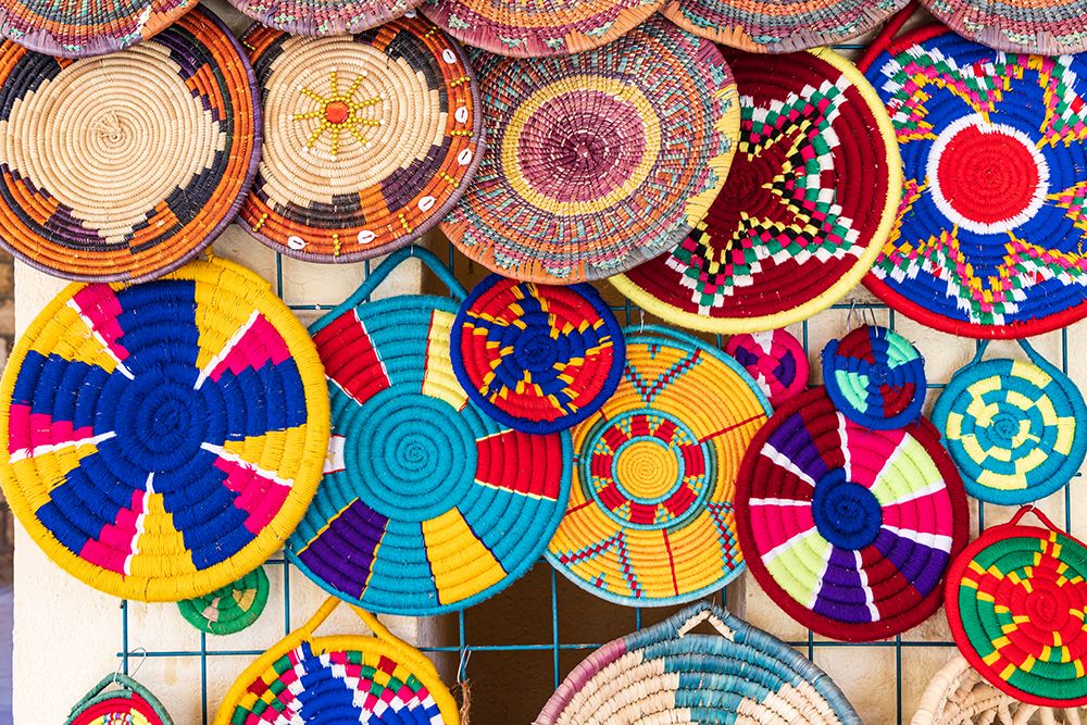 Abu Simbel-Aswan-Egypt Colorful basket souvenirs at a tourist shop